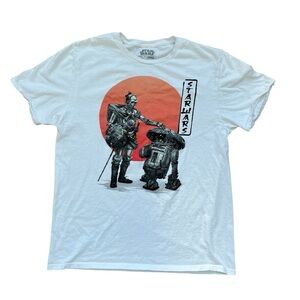 MAD Engine Star Wars Short Sleeve Shirt White Men’s Large R2D2 C-3PO 100% cotton
